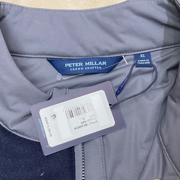 Peter Millar Crown Crafted Cambridge Hybrid Vest Wool Navy Gray Mens Size XL - Picture 2 of 12